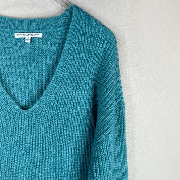 Rebecca Minkoff‎ Women's V-Neck Pullover Sweater Long Sleeve Blue Small Chunky - Picture 5 of 11